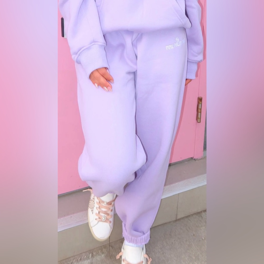 Pink Palm Puff Classic Sweatpants, Orchid - Small